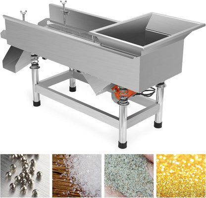 Automatic Commercial Vibrating Screens for Filtering Sand Soil, Straight Vibrating Sieve with 3mm Mesh Screen, Stainless Steel Electric Shaker for Chemical Industries Sand Soil (Electric Shaker)