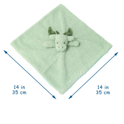 Doindute Baby Green Dragon Soft Stuffed Animal Security Blanket, Plush Dinosaur Character Lovey Blanket, Baby Shower/Nursery Gift, Newborn Infant Toddler Snuggle Blankie for Boys Girls, 14 Inches