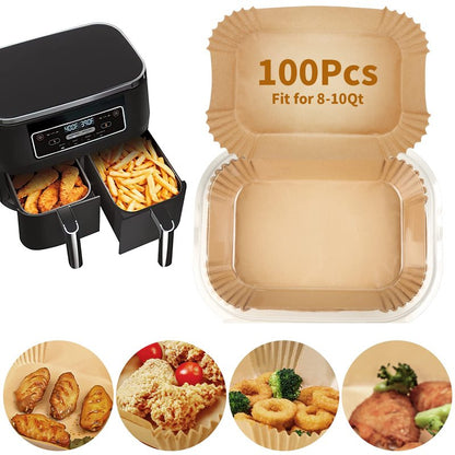 Air Fryer Disposable Paper Liner for Ninja DZ201/DZ401/DZ550/DZ302/SL401/SL451,100PCs Rectangle 8.6x 5.5'' Baking Parchment Paper Inserts Accessories,Ninja Foodi Dual Papel para Freidora de Aire