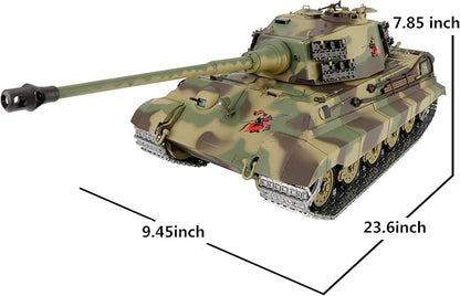 Modified Edition 1/16 2.4ghz Remote Control German King Tiger Henschel Tank Model(360-Degree Rotating Turret)(Steel Gear Gearbox)(3800mah Battery)(Metal Tracks &ampSprocket Wheel &amp Idle Wheel)