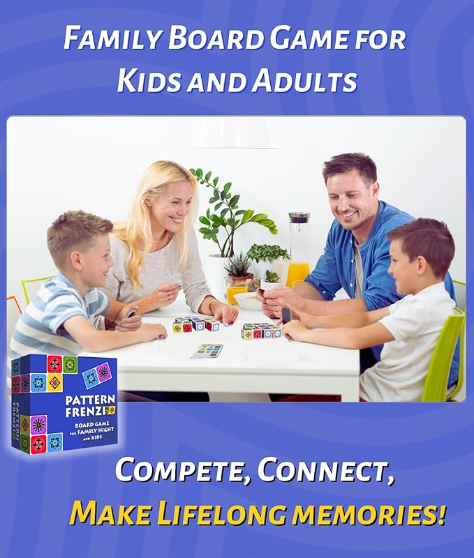 Pattern Matching Board Game for Kids &amp Adults Family Night Board Games Block Puzzle Games for Kids Ages 3+ to 99 yrs Play 1 to 5 Players Unlimited Puzzle Cards Perfect All Occasion Gift