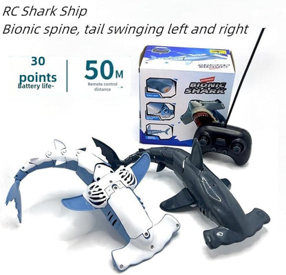 Beach and Summer Pool Remote Control Shark Boat Bath Toy RC Submarine Robo Shark Model Realistic Wiggle-Tail Electric Fish Hammerhead and Dusky Sharks Kids Gift Pool Toy for Ages 6–12 (Gray)