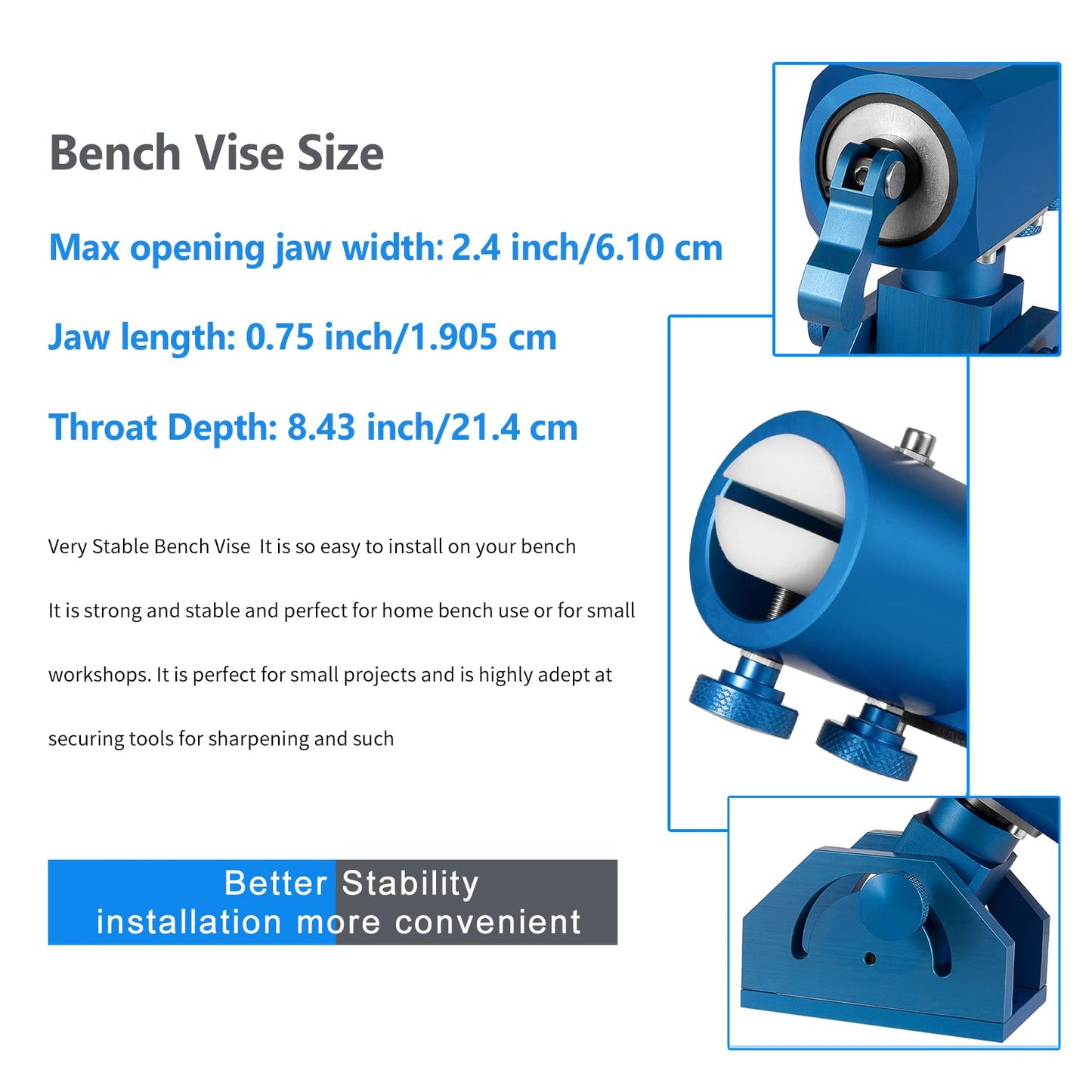 Sunluway-Three-Axis Blade Light Duty Workshop Knife Vise Tool, with 360-degree Swivel Base for Home or Industrial Craftsmen (Blue)