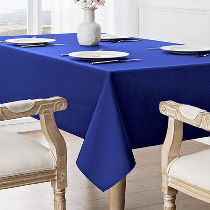 Veblandy 2 Pack Rectangle Tablecloth, 52x70 inch, Water Resistant Wrinkle Free Linen Textured Table Cloth Washable, Decorative Fabric Table Cover for Dining, Party and Camping, Royal Blue