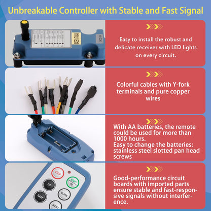 SAGA-L6 Mini Wireless Crane Remote Control 2 Transmitters 12-24V Receiver