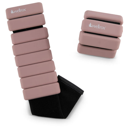 Wellrox Weighted Bangles – Adjustable Ankle and Wrist Weights for Women & Men – Set of Ankle Weights 2 lbs (1 lb Each Wrist Weight) | Weighted Arm Bands for Pilates, Yoga, Running & Walking (Rose)