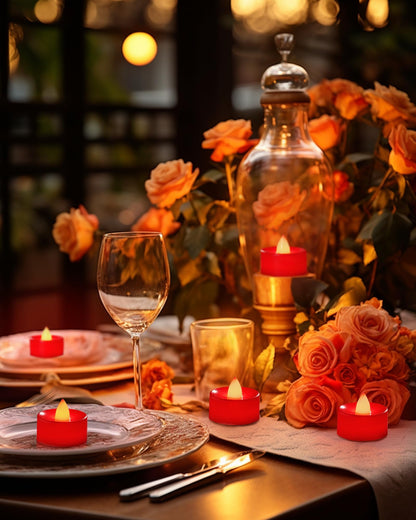 BEICHI Flameless Candles, Battery Operated LED Tealights Votive Flickering for Party Halloween, Christmas, Wedding- 24Pack, Red Light