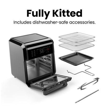 Chefman 12-Quart 5-in-1 Air Fryer Oven with Digital Timer, Touchscreen, and 12 Presets - Family Size Countertop Convection Oven, Dishwasher-Safe Parts