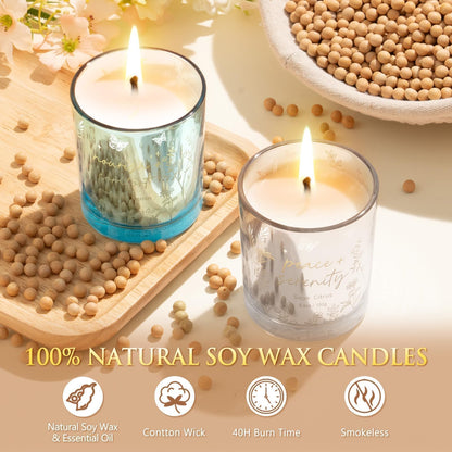 Scented Candles for Women, 3 Pack Candle Sets Soy Candles for Home Scented Holiday Votive Candle Gifts Set, Mothers Day Birthday Gifts for Women Mom Friend -Eucalyptus Mint/Bergamot Jasmin/Sage Citrus