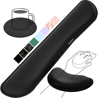 Gimars Upgrade Enlarge Silky Gel Memory Foam Keyboard Wrist Rest, Wrist Rest for Computer Keyboard, Ergonomic Design for Typing Pain Relief, Mousepad Rests, Wrist Support for Office, Gaming, Black