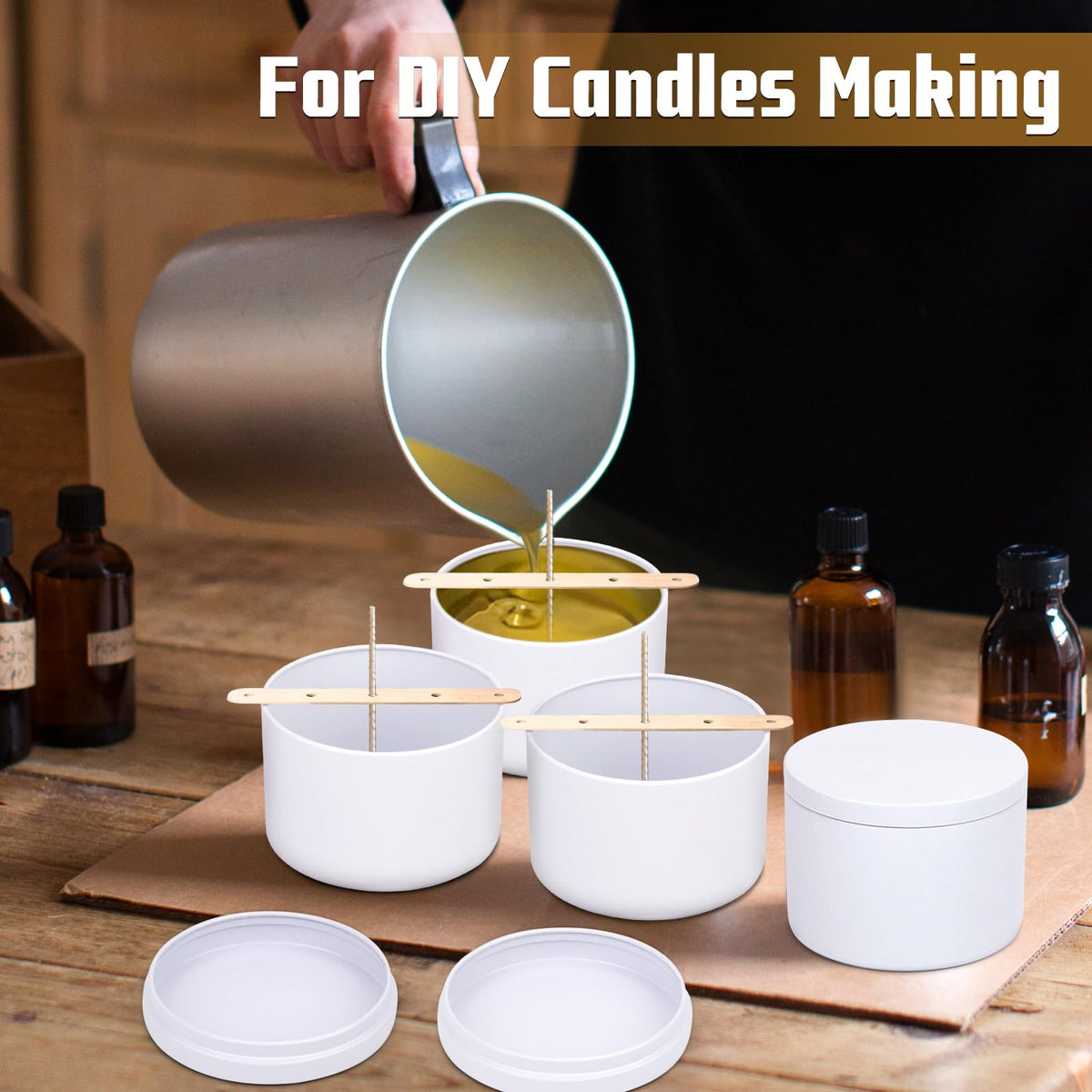 YJHSS 24-Pack 4oz Candle Tins with Lids, Metal Candle Jars for Candle Making, Empty Containers Vessels Bulk for Small Business & Beginners DIY Storage -White