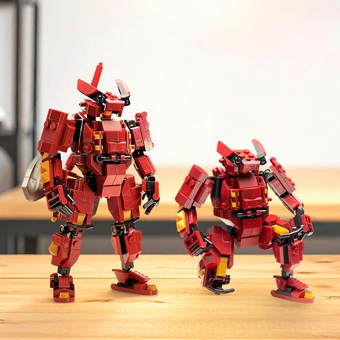 MyBuild Sci-Fi Rita 5028 – Red Armor Mech with Battle Axe | Collectible Robot Building Set | Ages 14+