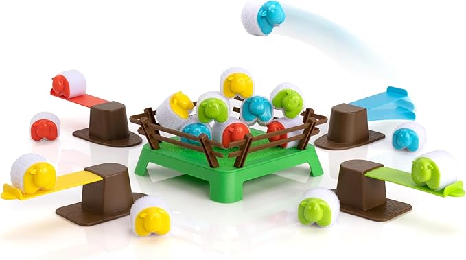 Fat Brain Toys Heap-O-Sheep Game Family Board Games for Kids and Adults Game of Catapulting Sheep 6 to Adult 2 to 4 Players