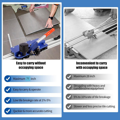 110" Large Format Manual Tile Cutter, Professional Porcelain & Ceramic Tile Cutting Tool with Suction Cups & Tile Pliers, 3-Head Scoring Wheel System, Cuts Stone & Porcelain Tiles up to 4.7" Thick