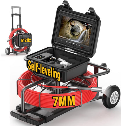 Sewer Camera 230ft, Drain Camera with Self-Leveling, Distance Counter, 512Hz Sonde, 9" HD Plumbing Cameras with 12 LED Lights, IP68 & 32GB DVR, Industrial Endoscope for Duct Sewer Line Pipe Inspection