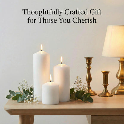 6 Pcs Individually Wrapped Pillar Candles Bulk, 2x3 2x6 2x8 Inch, Unscented Dripless Smokeless, Hurricane Candles for Wedding Party, Spa, Home Decor (6 White Pointed-tip, 2 x 3/6/8 Inch)