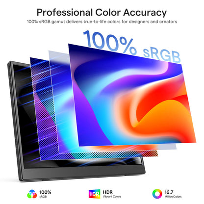 Yxk Portable Monitor 14 Inch 1200P 60Hz IPS HDR Ultra-Slim Travel Monitor with Dual Speakers USB-C HDMI Second Screen for Laptop PC Mac Phone Xbox PS4/5 Switch, VESA Kickstand, Zero Frame Gaming