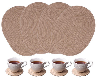 WENFOME Jute Woven Placemats Set of 6, Round Braided Tablemats Natural Jute Handmade Woven Plate Chargers Heat Resistant Non-Slip Potholder for Table Decoration(13 inch)