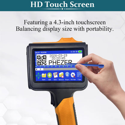 Phezer P19 Handheld Inkjet Printer for Any Surface, Portable 360° All-Round Coding Machine Print Height 2-12.7mm for Date/Time/Barcode/QR Code/Logo, with Cartridge(Anti-Slip Handle, Upgrade Version)