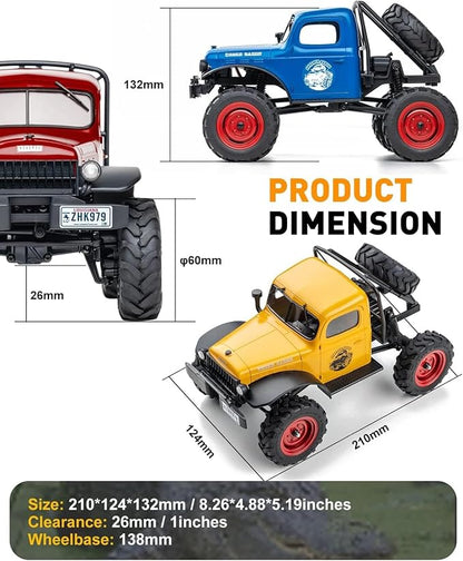 EAZYRC FMS FCX24 Power Wagon 1/24 RC Crawler Brushed 4x4 RTR Rock Crawler with Portal axle 2-Speed Transmission PC Hard Body – RC Car for Adults and Gift