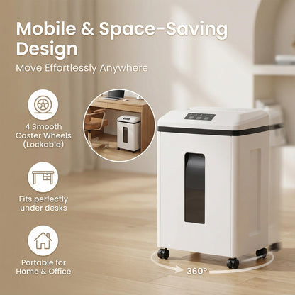 Trishintage Heavy Duty Paper Shredder: 7 Sheets P-7 Ultra Micro-Cut 3/64''*5/64'' Shreds Credit Cards & CDs 30 Min Continuous Run 6-Gallon Bin High-Security Commercial for Home Office Business Bank