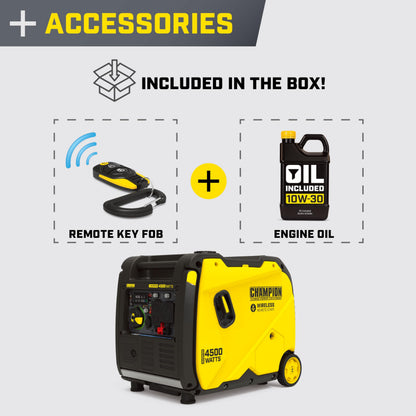 Champion Power Equipment 4500-Watt Wireless Remote Start Inverter Generator with Quiet Technology and Free 3-Year Warranty