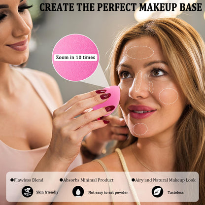 12 Pieces Professional Makeup Sponge Set,Latex Free Flawless Soft Setting Face Puffs,Multicolor Beauty Sponge Blender Cosmetic Applicator for Powder,Liquid,Facial Makeup Tools