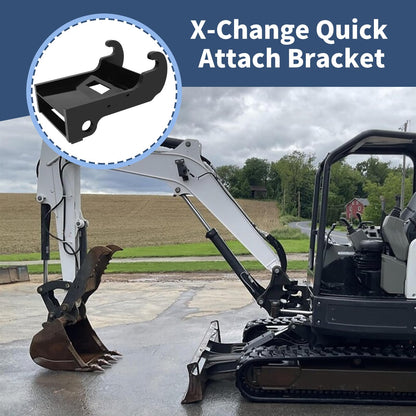 X-Change Quick Attach Coupler Bracket for Bobcat E-Series Mini Excavators - Black Coated Steel Bucket Coupler (X-Change Quick Attach Coupler Bracket)