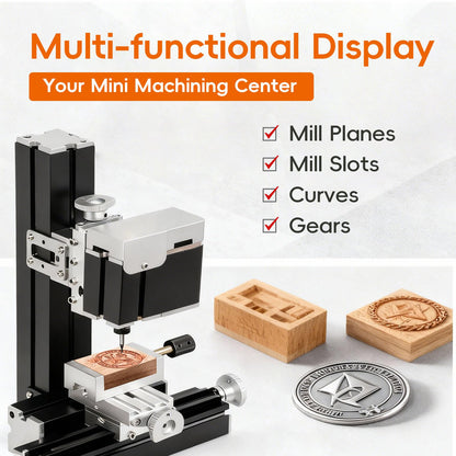AcmeFlare Mini Milling Machine, Electroplated Metal 36W 20000rpm 3-Axis 0.02mm Precision DIY Vertical Mill for Metal Wood Plastic Machining