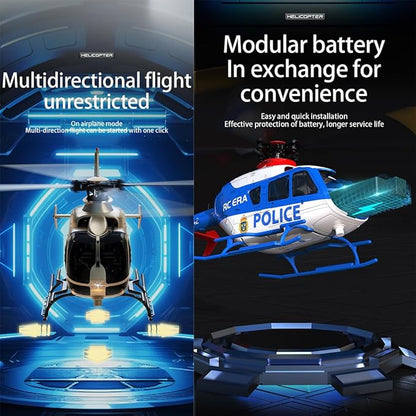 RC ERA C123 EC135 6CH RC Helicopter 1/36 Scale Military Aircraft Single-Rotor Gyroscopic Stabilization with Altitude Hold/One-Key Take Off for Beginners &amp Adults -RTF/2 Battery