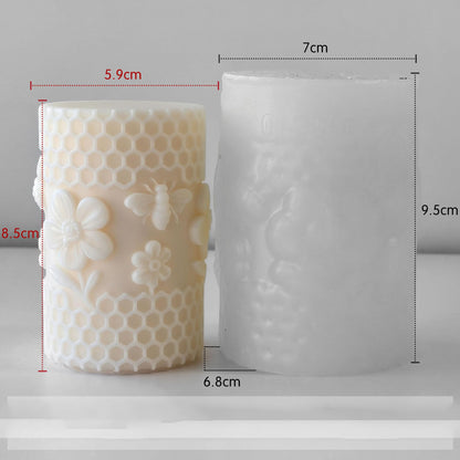 Honeycomb Cylinder Flower Succulent Peony Cylinder Candle & Resin Mold - Resin Casting Silicone Molds for Home Decor & Candle Making Wave Spiral Mold