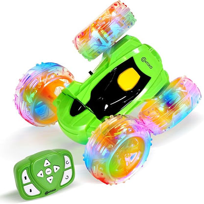 Contixo SC3 RC Stunt Car Green 2.4GHz 4WD Double-Sided 360° Rotating flip Racer Remote Control Toy Cars with LED Lights for Kids Girls Boys Age 4-12 Birthday Gift