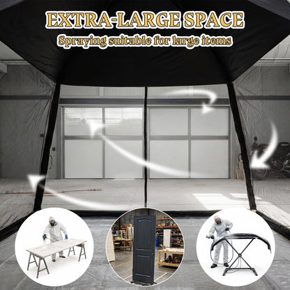 Maasechs Portable Paint Booth Tent 10.8 x 10.8 x 7.9 FT Extra Large Spray Paint Tent with Removable Walls Mesh Screen Floor Protection Plastic Film for DIY Furniture Hobby Tool Spray Shelter Painting