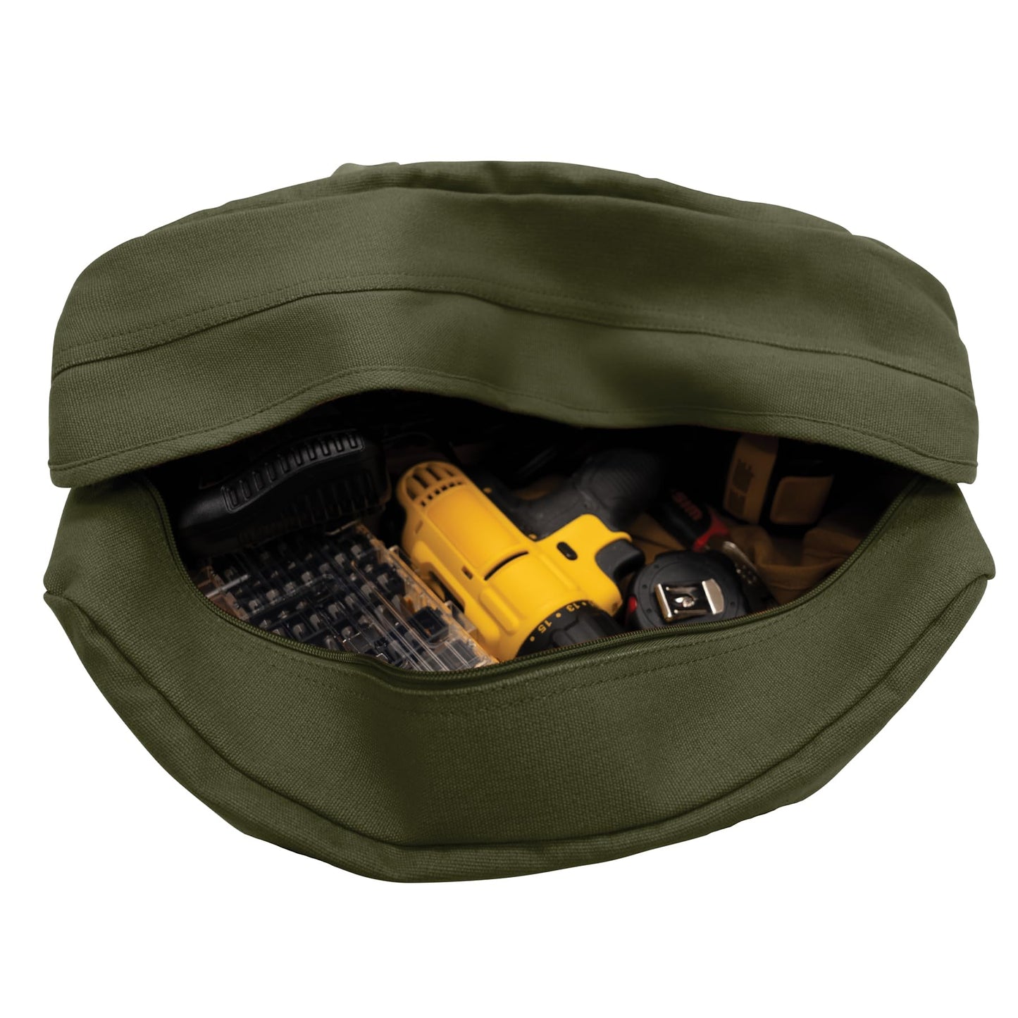 Rothco Canvas Tanker Style Tool Bag - Heavy-Duty Multipurpose Gear Carrier for Mechanics, Plumbers, Electricians, Athletes, Olive Drab