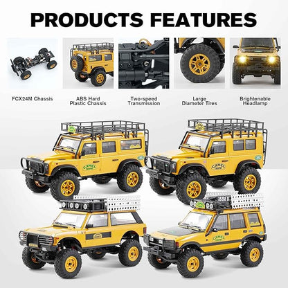 EAZYRC FMS 1/24 FCX24M RC Crawler RTR Land Rover Series with Licensed 1/24 RC Truck 4X4 Mini RC car with Lighting 2.4Ghz Remote ControlBattery (Defender110)
