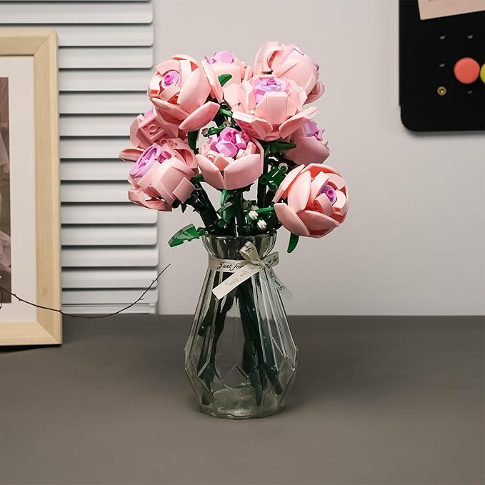 Flowers Building Set for AdultsRoses Gift for Her or Him for ChristmasAnniversaryValentine's DayBotanical CollectionArtificial Flowers Home Decoration 741 pcs