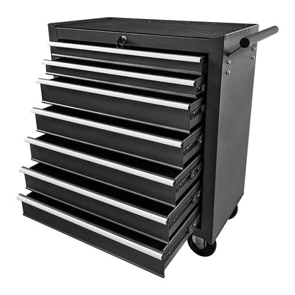 Rovibek 7-Drawer Rolling Tool Chest, Metal Rolling Tool Box with Lockable Drawers, High Capacity Tool Storage Cabinet for Garage, Workshop, Warehouse, Mechanics, Repair Shop (Black)
