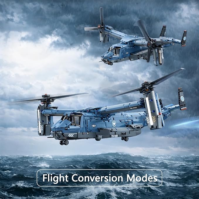 Military Helicopter Building Kit Fighter Jet V-22 Osprey Airplane Sets -1486 PCS Army Rescue Aircraft Model Toys Birthday Gifts for Adults Men Teens Boys 8-12 14+