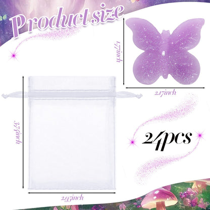 Treela 24 Sets Butterfly Baby Shower Party Favors for Guests Purple Tea Lights Candles with Thank You Gifts Cards and Bags Decorations for Wedding Birthday Engagement Souvenirs Gender Reveal