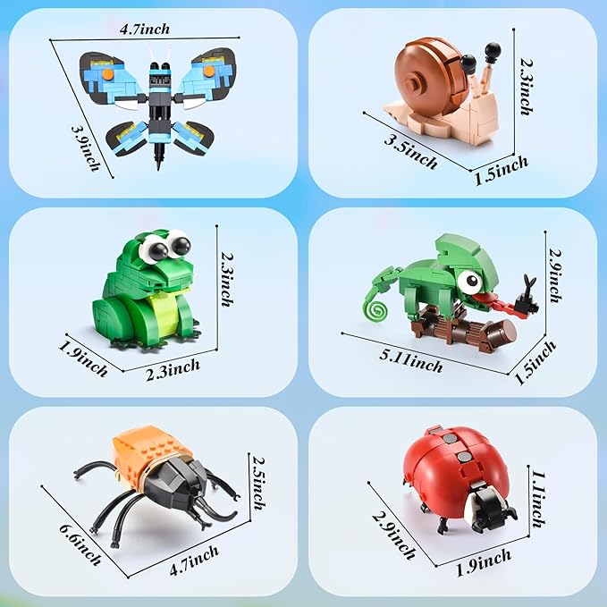 Insects Collection Building Set for Kids 10 Packs Bug Building Blocks Animals Insect Bug Toys Party Favors Ideal Gift for Boys Girls