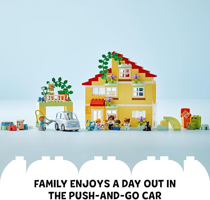 LEGO DUPLO Town 3 in 1 Family House 10994 Educational STEM Building Toy Set for Toddlers Ages 3 and Up for Kids Car Toy and 3 Floor House Lets The Whole Family Build Play and Learn