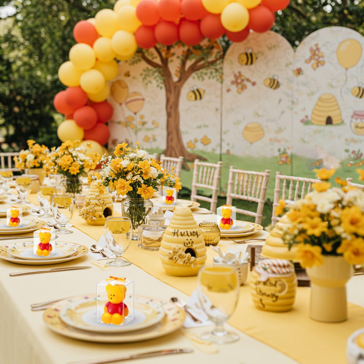 Dansib 24 Pcs Bear Baby Shower Candle Favors for Guest Bear Party Favors Baby Shower Candles Bulk for Gifts Party Decorations (Yellow)