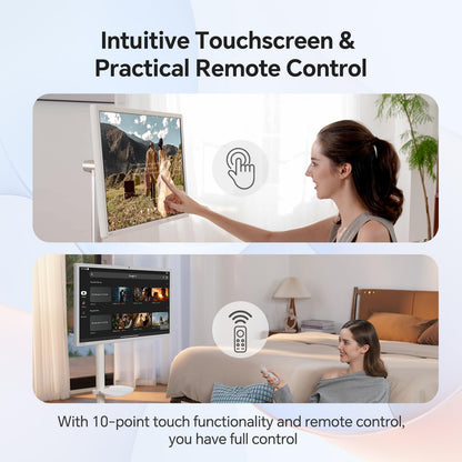 KTC 27" MEGAPAD 1080p Portable TV Touchscreen Monitor, EDLA-Certified Android 14 8G RAM +128G Storage Octa-core CPU Qualcomm Remote Control 9500mAh Battery Full Swivel Rotation Camera