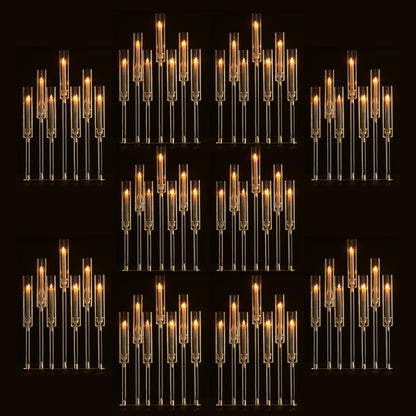 Generic Candelabra 7 Arm Acrylic Candlestick Candle Holder for Wedding Birthday Party Living Room Decor, 4pcs Set 26.5 Inch Tall, 10pcs, Clear