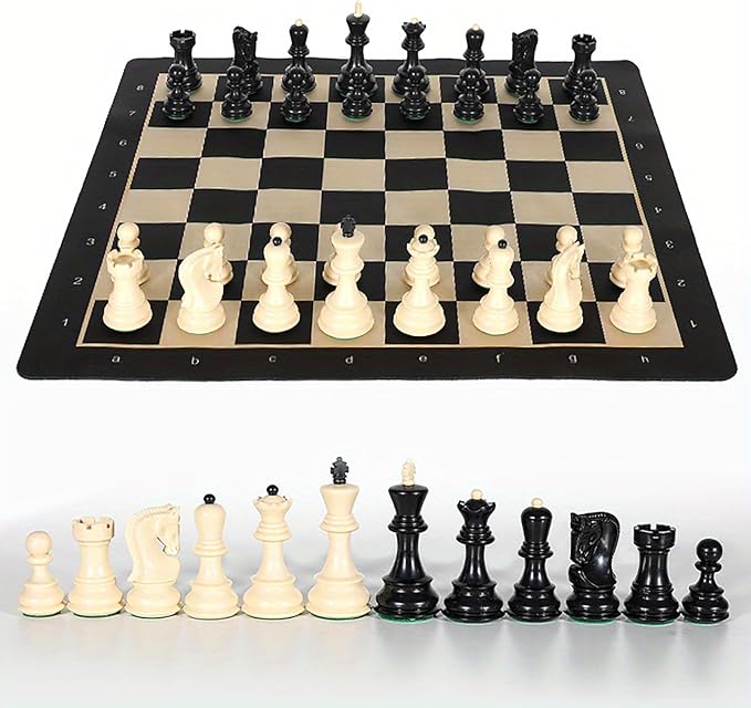 20-Inch Portable Folding Chess Set with Weighted Plastic Pieces Double Queens &amp Carrying Bag – Ideal for Adults Beginners Camping and Game Nights