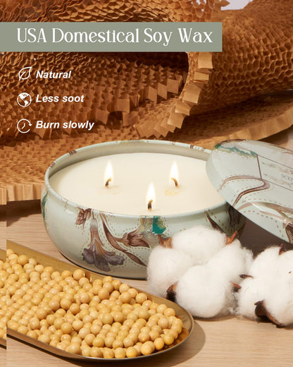 M&SENSE Mint Basil Scented Candles 12oz 40 Hour Long Lasting, 3 Wick Soy Candles for Home Scented, Travel Tin Natural Highly Scented Candle Gift for Women Men