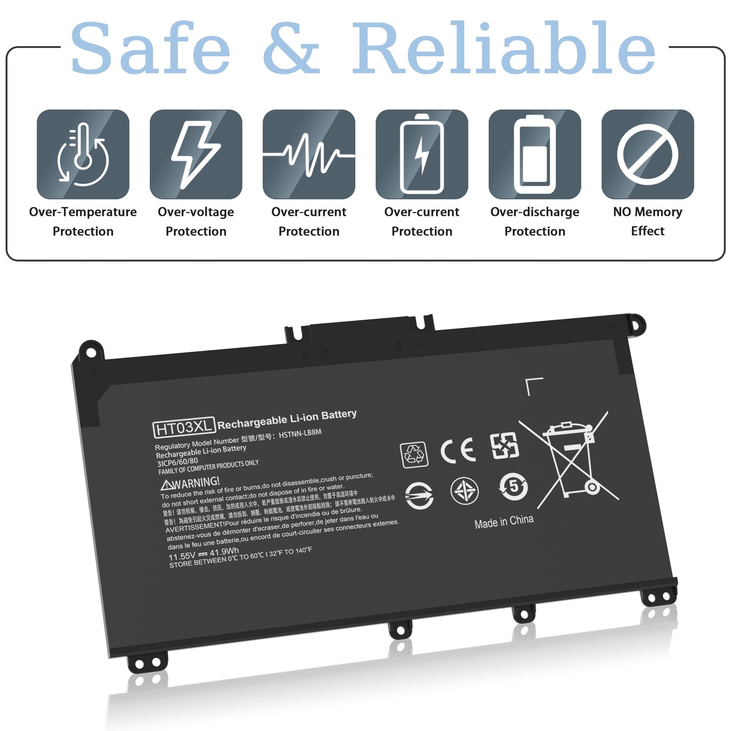 VNYUNQWE HT03XL L11119-855 Laptop Battery Replacement for HP Pavilion 15-DA 15-DB 15-DW 15-CS 15-DY 17-by 17-CA 14-CE 14-CF 14-DF 14-DQ 14-DK Series 15-CS0053CL 15-DA0014DX HSTNN-UB7J HT03041XL