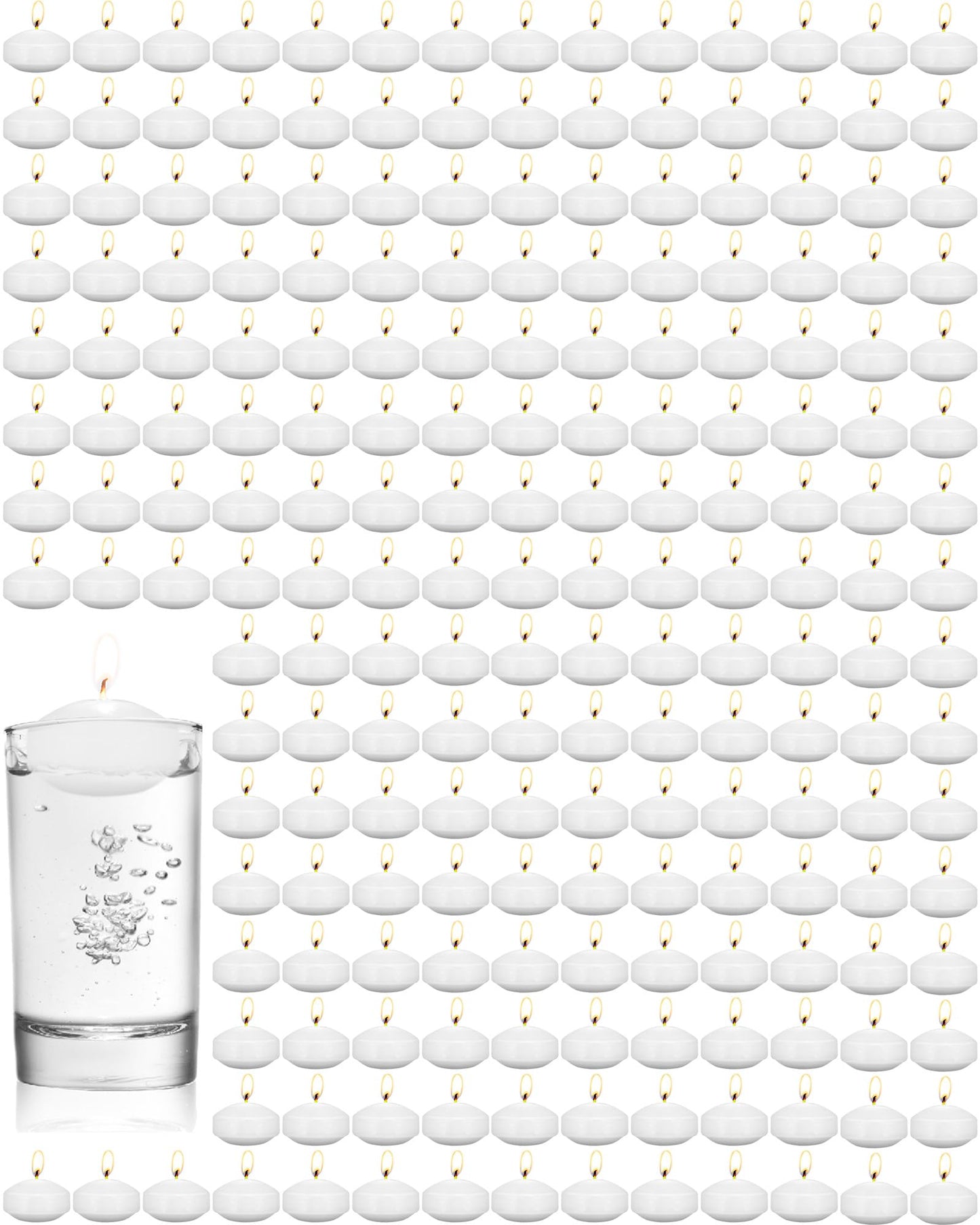 Qunclay 100 Pieces 1.65 Inch Floating Candles Unscented Dripless Tealight Candles Home Decorations Cute Elegant Candle Centerpieces at Wedding for Vases Party Accessories