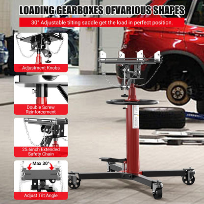 Garvee 1320 Lbs Transmission Jack Hydraulic Telescoping Transmission Jacks 33.5-67 Inch High Lift, 2-Stage Transmission Floor Jack Stand with Foot Pedal, 360° Swivel Wheel
