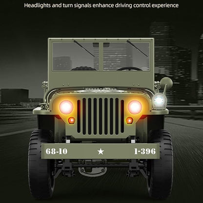 Remote Control Car 2.4Ghz 4WD Off Road RC Jeep Rock Crawler Vehicle with Linked Lights 1:10 Scales All Terrain Remote Control Trucks RTR Hobby RC Car for Teen Adults